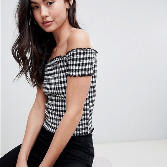 Hollister Tops - Hollister gingham smocked off the shoulder top